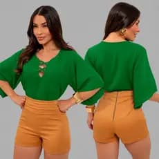 Blusa Feminina Elegante Cropped - Manga 3/4