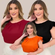 Blusa Feminina Social Elegante Manga Delicada Verão Tendência Blogueira
