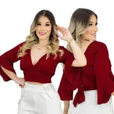 Blusa Feminina Cropped Manga Longa Asa De Morcego Lançamento Moda Verão