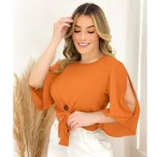 Blusa Feminina Manga Flare com Amarração – Elegância e Conforto