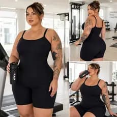Kit 2 Plus Size Macaquinho Feminino Premium Estiloso Zero Transparência Fitnees  P055