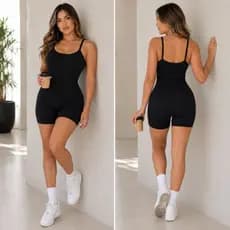 Kit 2 Macaquinho Feminino Fitness Alcinha Slim Sem Transparência Academia P055