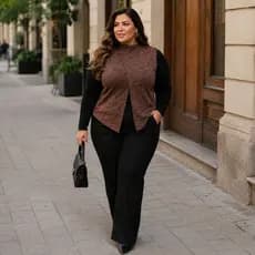 Colete Casaco de Frio Poncho Feminino Premium Blusa Gola Alta Look Casual Chic Inverno P014