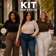 Kit 3 Blusa de frio Manga Longa Feminina Segunda Pele Canelada Inverno Blusinha de Frio Evangélica  P004