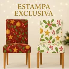 Capas para Cadeira Natalinas Kit com 4 Unidades | Ajuste Perfeito e Lavável