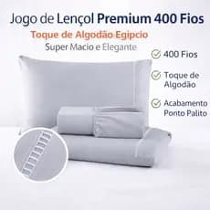 Jogo de Lençol Casal 3 Peças 400 Fios com Elástico Toque de Algodão Envio Imediato