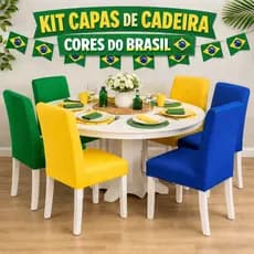 Kit 6 Capas de Cadeira Malha Gel Elástica Ajuste Perfeito Verde Amarelo Azul Sala de Jantar