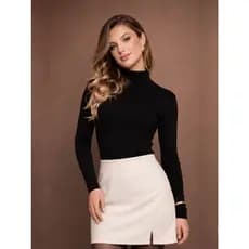 Short Saia Feminino Alfaiataria Fenda Lateral Casual Elegante