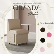 Cadeira Ciranda Beje Manicure salão de beleza + apoio de mãos completa