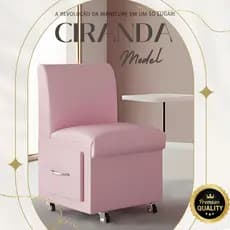 Cadeira Ciranda Rosa bebe Manicure Carrinho Gaveta Móvel Salão Apoio de Mão Esmalte Rodinha