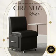 Ciranda Manicure Preta com gaveta e apoio de mãos