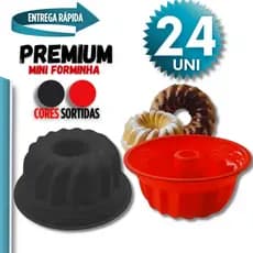 Jogo  Kit 24  - Forma Forminhas para Bolo de Silicone Mini Pudim Bolo Forma Assadeira Redonda Antiaderente Premium