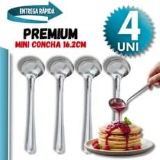 Kit Mini Conchas Inox 16,2Cm Ideal Molhos Caldas Sobremesas Cozinha Buffet Restaurante Praticidade