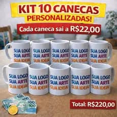 Caneca Personalizada com sua Arte, Logo e Ideia - kit c/10 canecas - Qualidade Premium