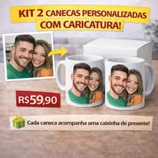 Kit 2 Canecas com Caricatura C/ caixinha - Envio Rápido