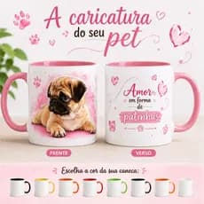Caneca Com Caricatura Pet Personalizada - Porcelana 325 ml