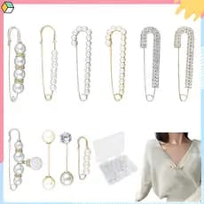 10 pçs Broche de segurança, alfinetes decorativos de pérolas para roupas, lindos e extravagantes, broche de pérola falsa
