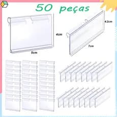 50 peças Porta Etiqueta Expositor De Gôndola Mercado Lojas, suporte de rótulo, porta-etiquetas transparente