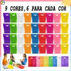 20 x 30 cm, kit de 54 Sacolas Plásticas alça Boca De Palhaço vazada reta - Sacolas de Diversas Cores, sacos de colorido