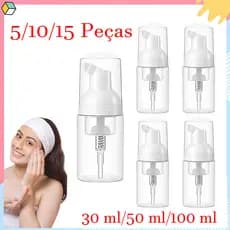 5/10/15 Peças Frasco Pump Espumador 30/50/100 ml, Recarregável e Portátil Ideal para Skincare, Sabonete Facial