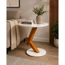 Mesa Lateral Zeta Exclusiva | Mesa de Apoio Moderna Decorativa para Sala Quarto Escritório | Design Premium