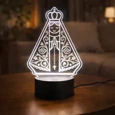 Abajur de LED de acrílico NOSSA SENHORA - 25CM - Luminária 3D - Base branca ou preta!