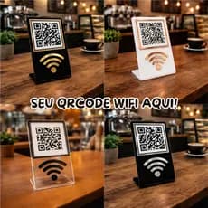 Placa PARA QRCODE ACRÍLICO WIFI - Várias Cores! Rose, Dourado, Prateado e muito MAIS!