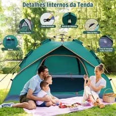 Barraca portátil de 200x210x135cm Barraca de acampamento dupla à prova d'água para 4 pessoas Praia Tenda ao ar livre