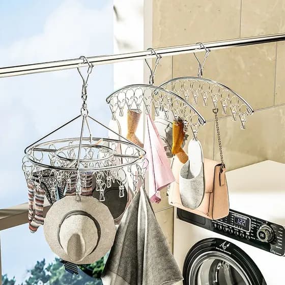 Varal 50 Prendedores Roupa Bebe Calcinha Cueca Dobrável Inox