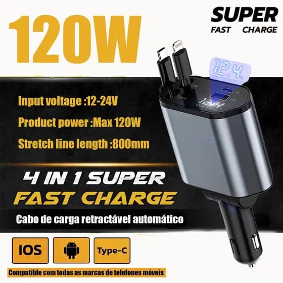 Carregador 4 Portas para Carros Elétricos Carregamento Rápido Simultâneo