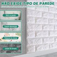 Papel de Parede 3D Relevo Tijolo, Autoadesivo e Impermeável para Decoração