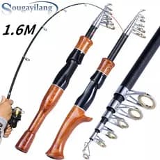Vara De Pesca Telescópica Sougayilang 1.6M-Fiação/Fundição 2 Em 1 | Viagem Portátil Arraste Máximo 10kg Design Leve