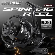 Sougayilang 1000-4000 Carretel De Pesca Giratório 5.2 : 1 Metal De Alta Velocidade 10kg Arraste Máximo Água Salgada De D