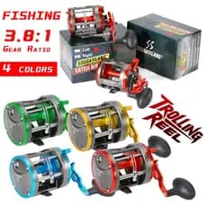 Carretel De Pesca De Corrico Sougayilang , Relação De Engrenagem De 3.8 : 1 , Arrasto Máximo De 80 Kg , Convencional Par