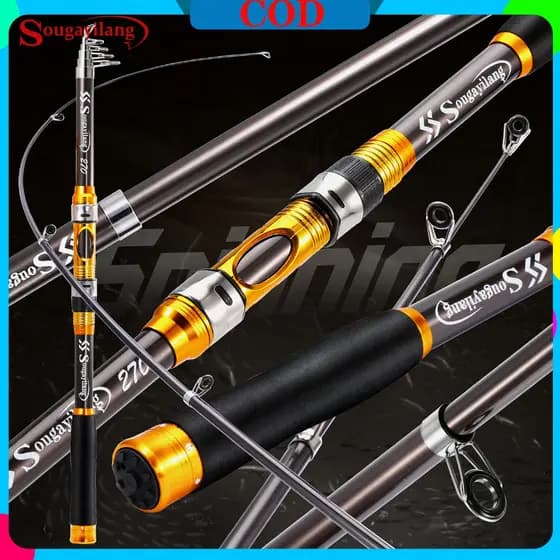 Sougayilang Vara De Pesca 2.1M-3.6M Telescópica Ferramenta De Fibra De Carbono Arrasto Máximo 6-8KG Giratória Para