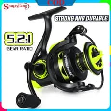 Carretel De Pesca Sougayilang 5.2 : 1 Giratório [8kg] Modelo 1000-4000 , Cabo EVA , Amarelo Escuro Para