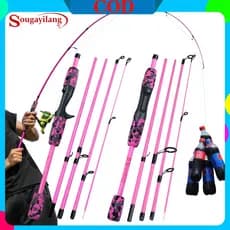 Vara De Pesca Sougayilang 1.7 M/5.5 Pés 5 Seções 4-10 Lb Giratória/Fundida Para Ao Ar Livre