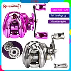 Sougayilang Carretel De Pesca De Fundição 18 + 1 Relação De Engrenagem 7.2 : 1 Rolamento De Esferas 2 Cores Para Em Água