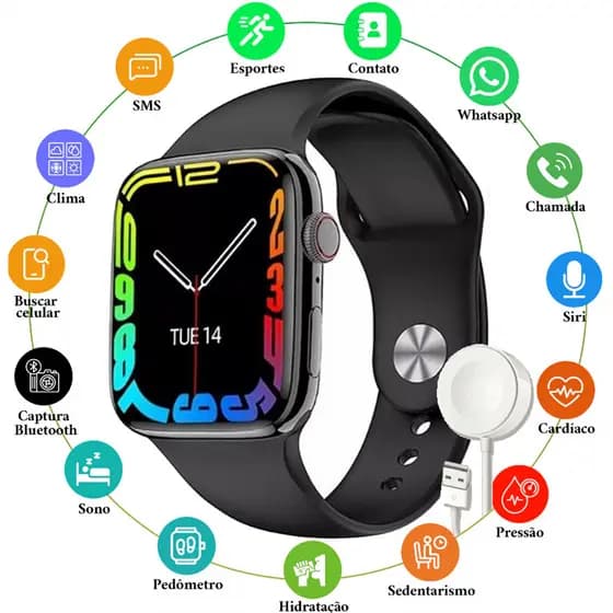 Novo smartwatch Bluetooth Chamada monitor De Sono Oxigênio No Sangue Calculadora Carregamento 8BQG