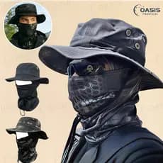 Boonie Chapéu Balaclava Terno Dobrável Macio Proteção Solar Boné De Pesca Respirável Pescador Caça Ao Ar Livre Amplo