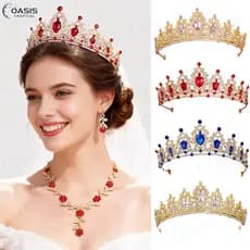 Tiara De Noiva-Coroa De Liga Baro que Com Cristais Coloridos Para Acessórios Dr ess De Casamento