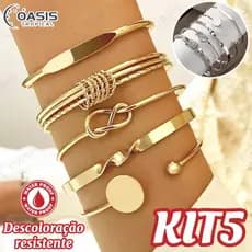 Conjunto De Pulseira De Torção Geométrica 5 Peças Para Mulheres Minimalista Empilhável Presente De Joias Da Sorte-OASIS
