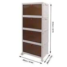 Conjunto organizador armário dobrável + caixas de sapato | 4 divisórias, tampa e empilhável com porta magnética