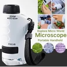 Microscópio de Mão 60X-180X | Lupa Científica Infantil com LED para Observação de Plantas