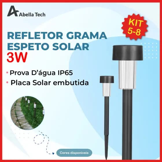 Kit 8 Luminária Espeto Jardim Solar 3W LED Lite Refletor Solar Luz de Gramado Prova D'àgua Avançada
