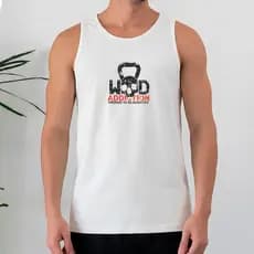 Regata Masculina 100% Algodão WOD Skull Kettlebell Estilo Treino Academia Crossfit Casual