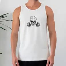 Camiseta Regata Masculina 100% Algodão Caveira Halter Treino Academia Fitness Crossfit Streetwear