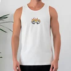 Camiseta Regata Masculina 100% Algodão Halter Fire Estampa Treino Academia Fitness Streetwear Style