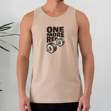 Camiseta Regata Masculina 100% Algodão One More Rep Halteres Treino Academia Crossfit Fitness Estilo