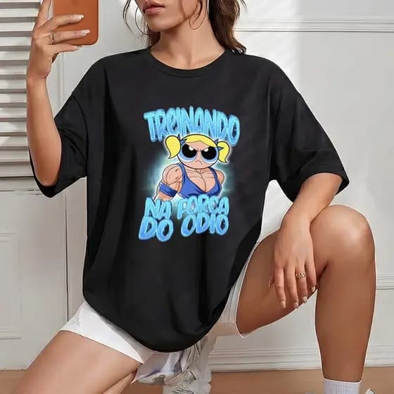 Camiseta Feminina Treinando na Força Do Ódio Academia Lindinha Camisa 100%Algodão Envio Rápido